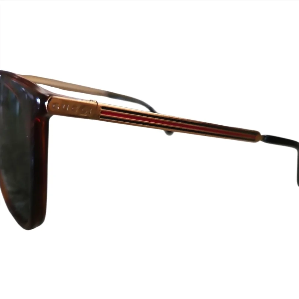 GUCCI | Tortoiseshell Square Sunglasses With Green / Red Striped Detail 1129/S